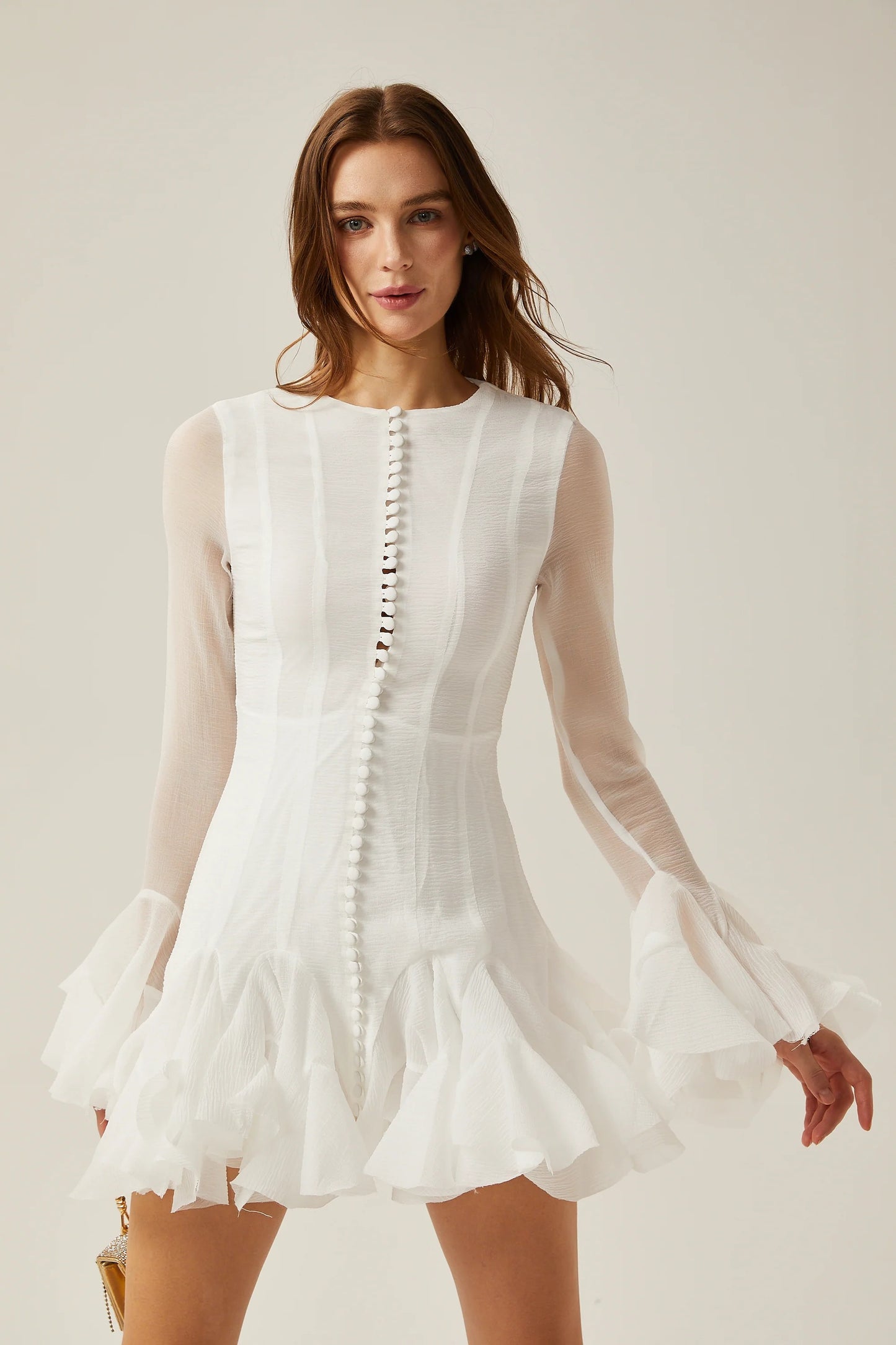 Anais Semi-Sheer Flared Mini Dress