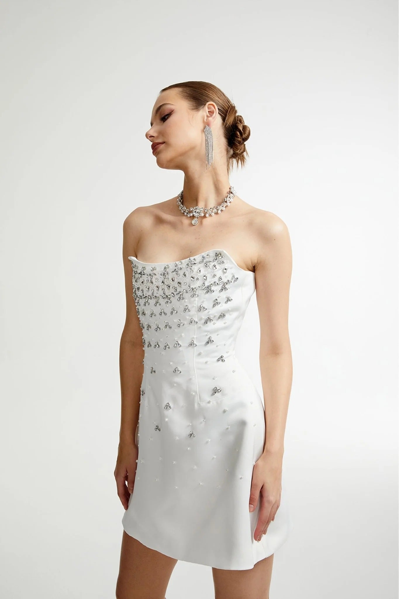 Melisande Black Embellished Mini Dress