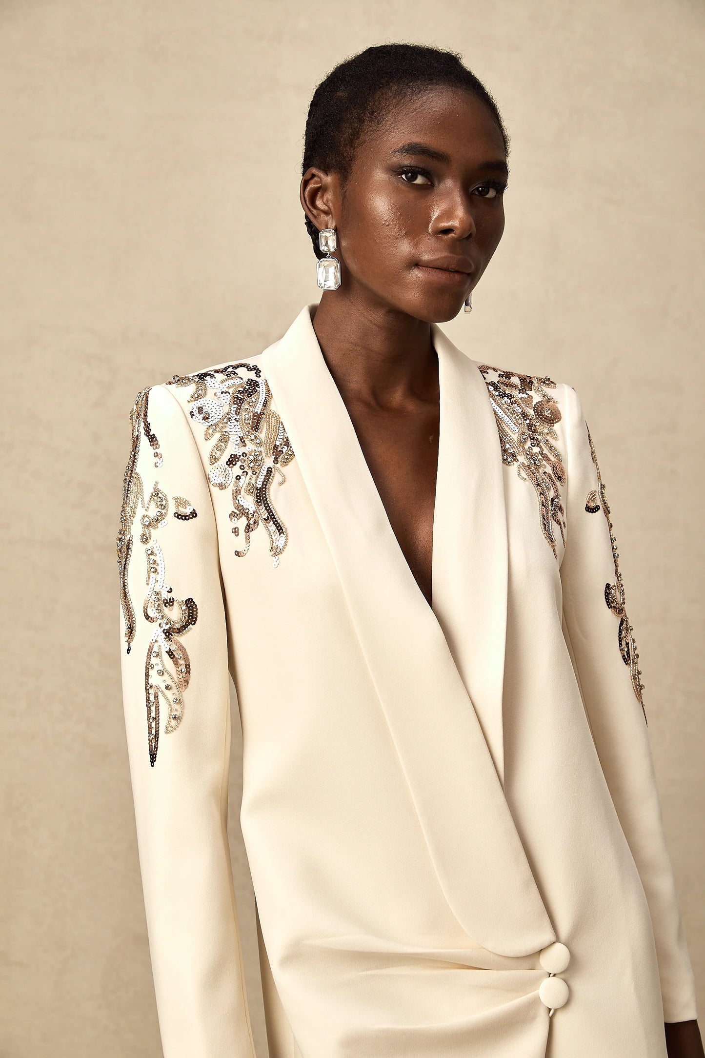 Elena Embellished Sequined Blazer Dress