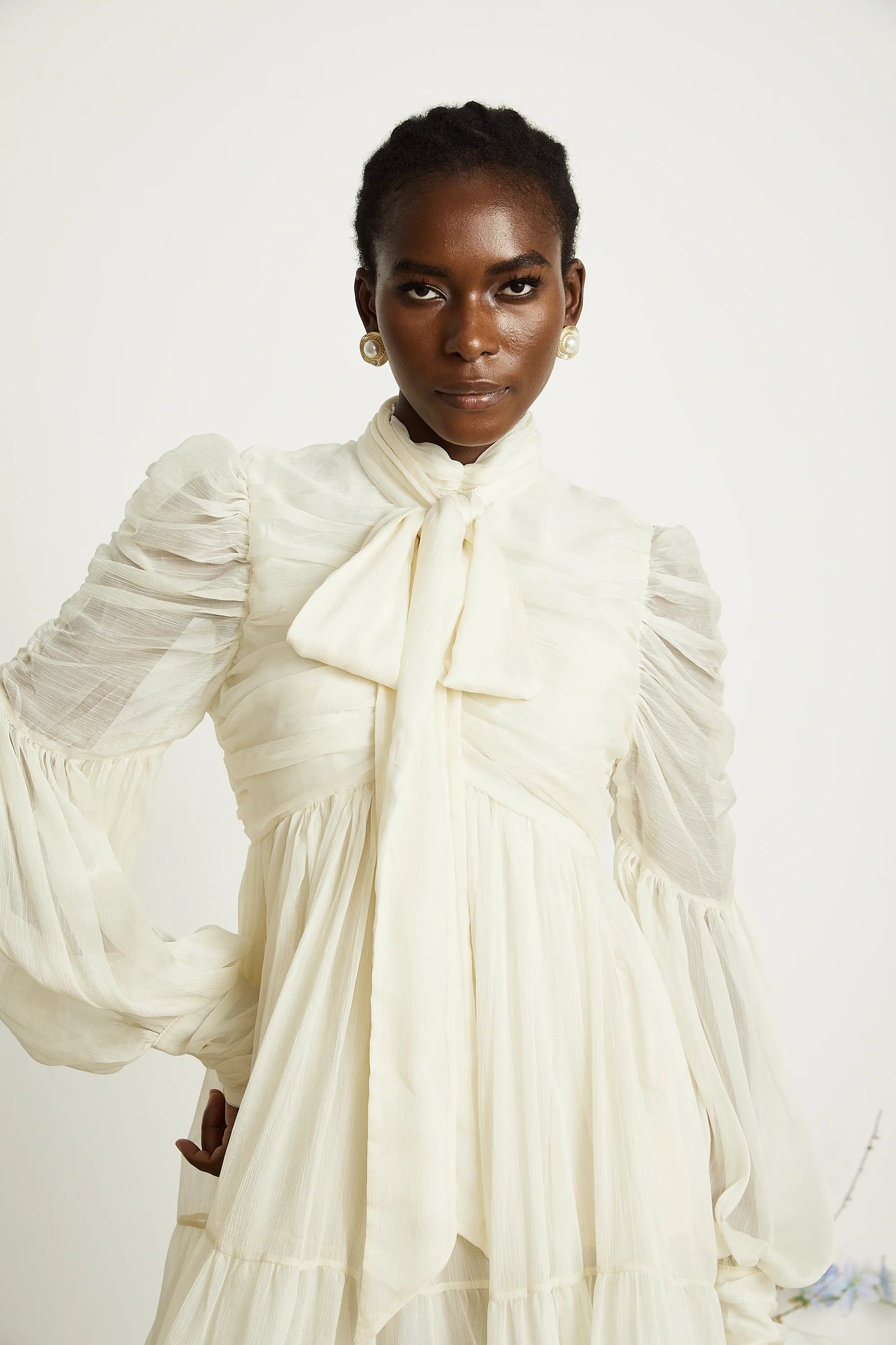 Thibaulte Tuck-Detail Pleated Tulle Mini Dress