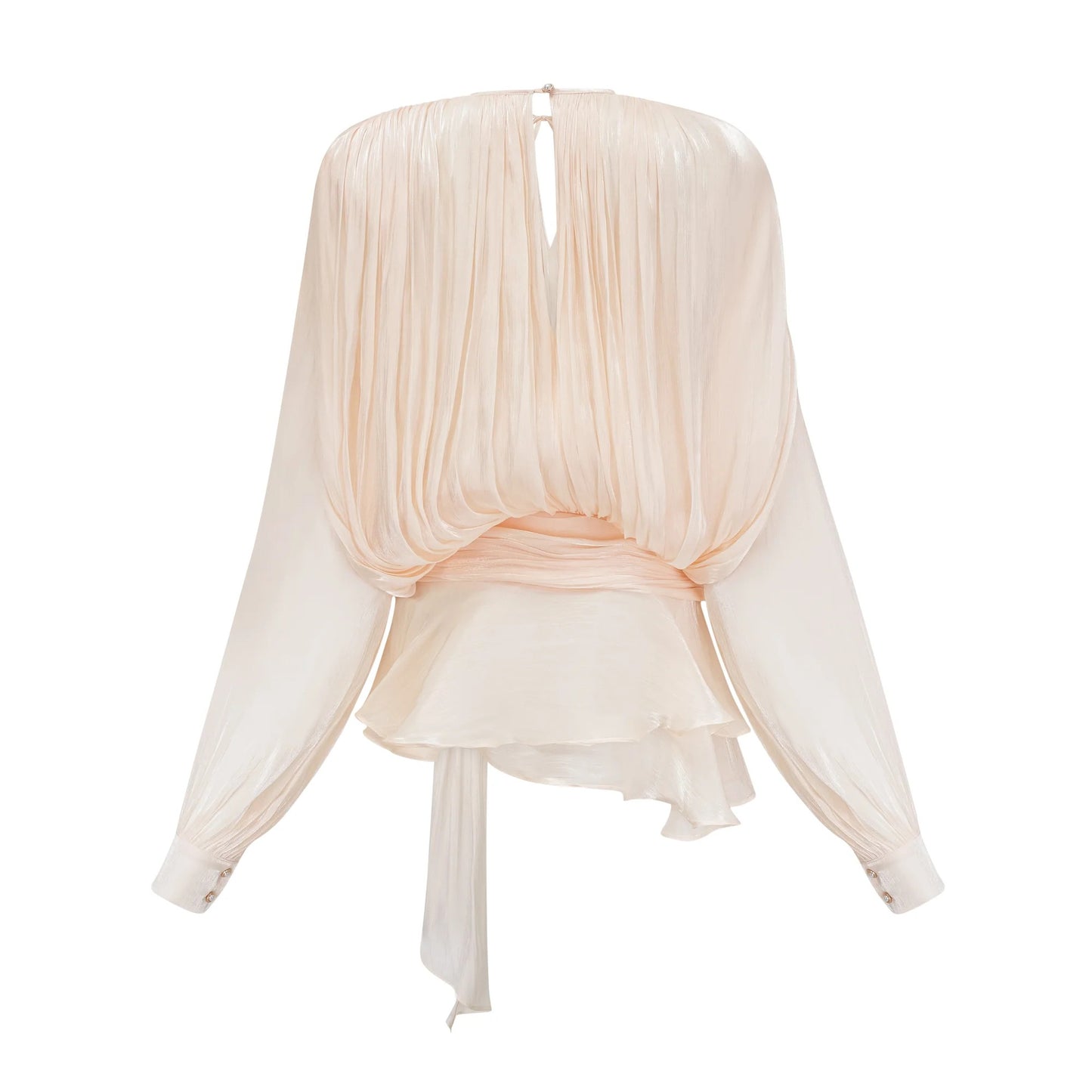 Eugenie Neutral Fully Pleated Ruffled Mini Dress
