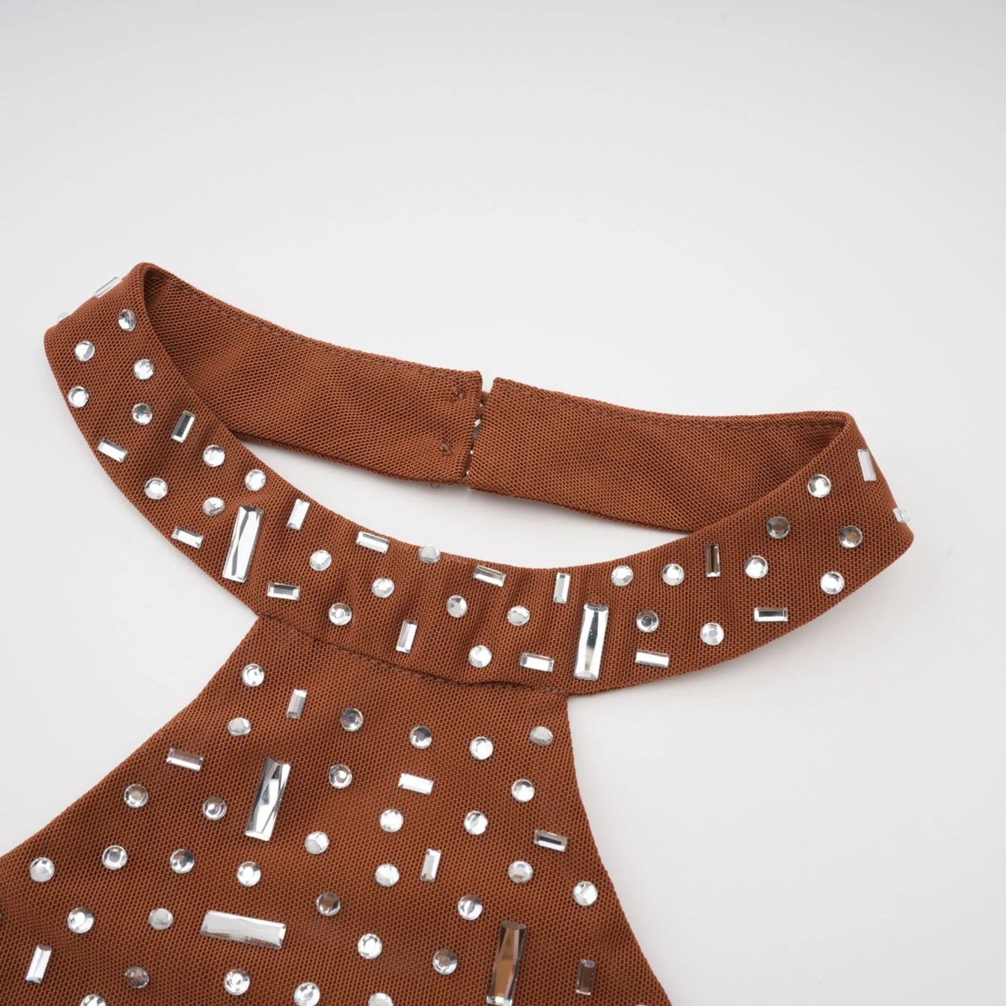 Desiree Brown Embellished Halter Neck Bodycon Maxi Dress