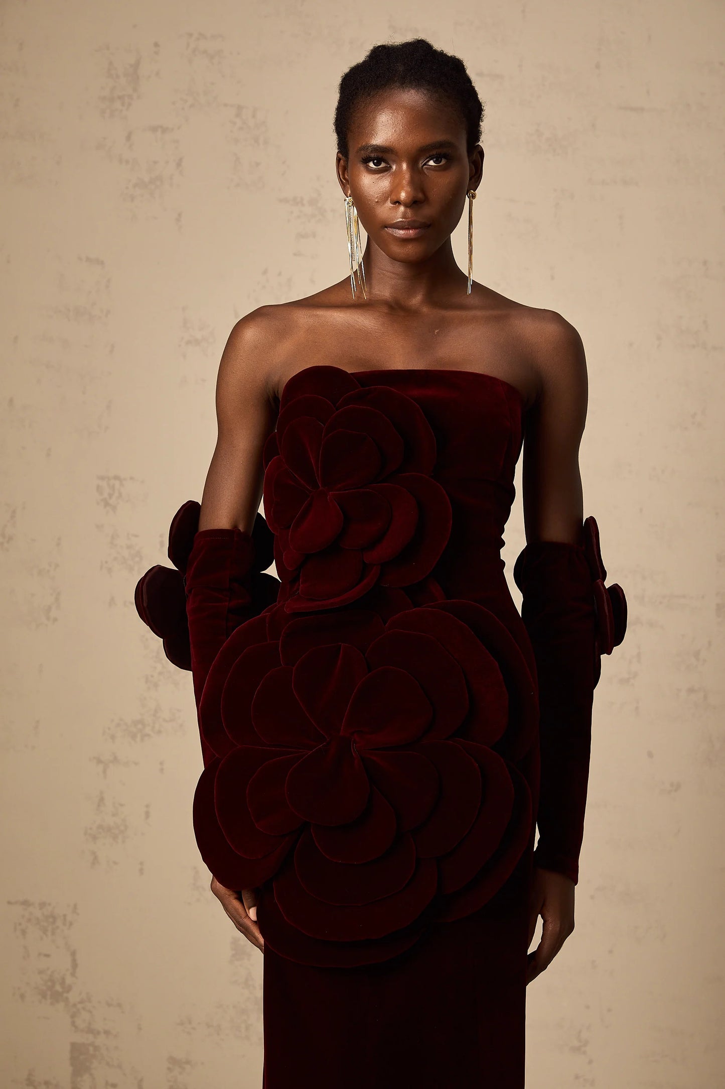 Azura Red Floral Applique Maxi Dress