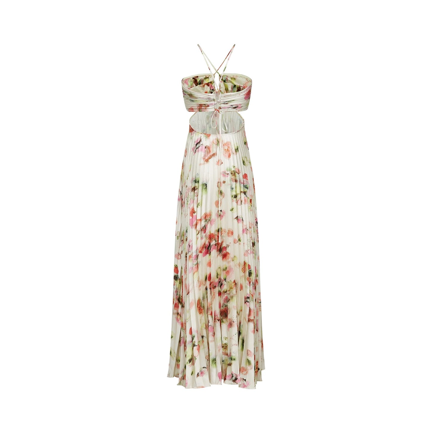 Andrea Cut-Out Floral-Print Pleated Maxi Dress