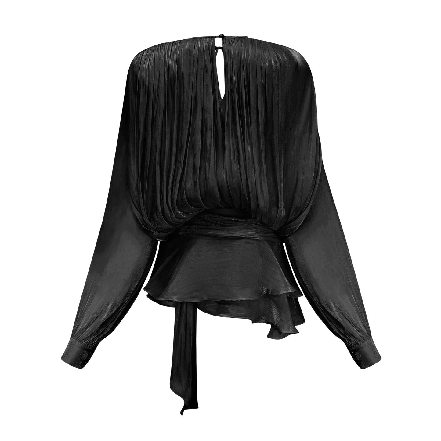 Eugenie Black Fully Pleated Ruffled Mini Dress
