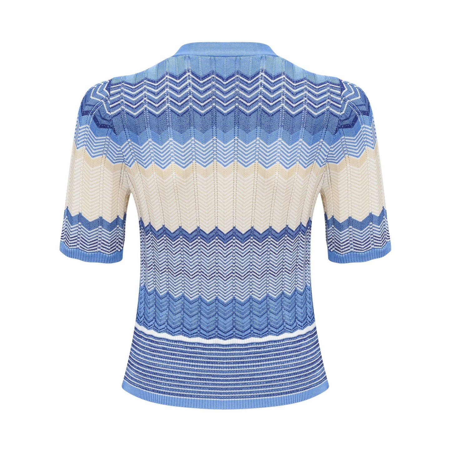 Daniela Blue Zigzag-Design Knit Top & Skirt Matching Set
