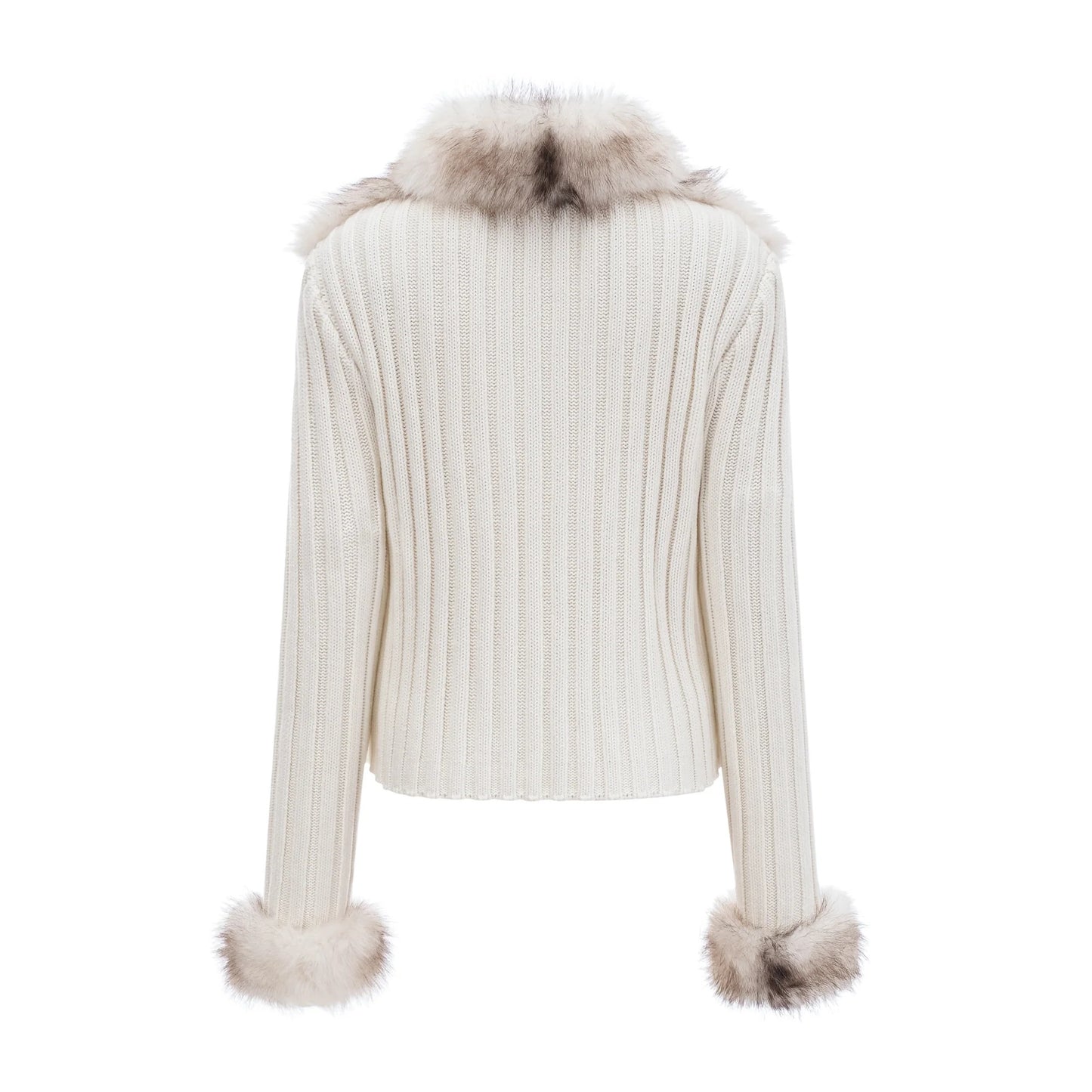 Laetiecia Faux-Fur Ribbed-Knit Jacket