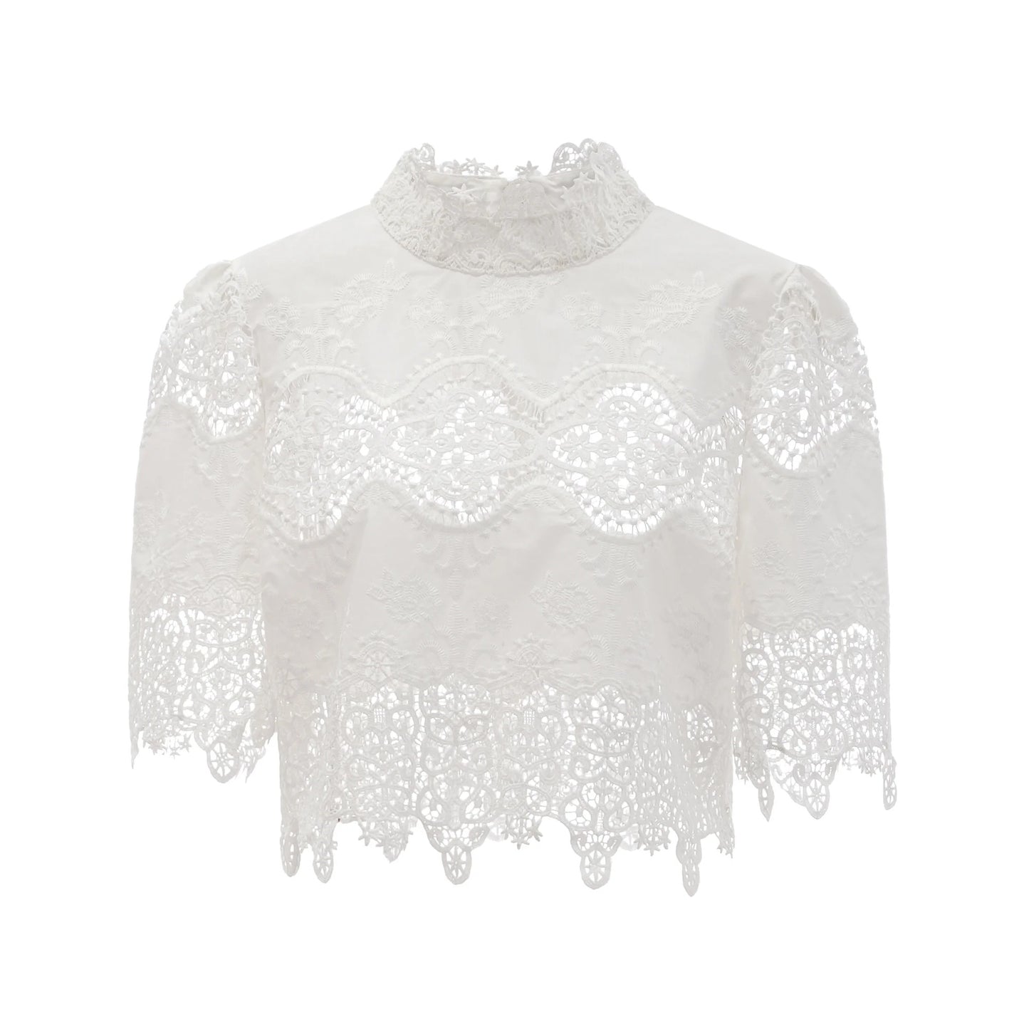 Raphaelle Lace-Trim Cut-Out Cropped Top & Trousers Matching Set
