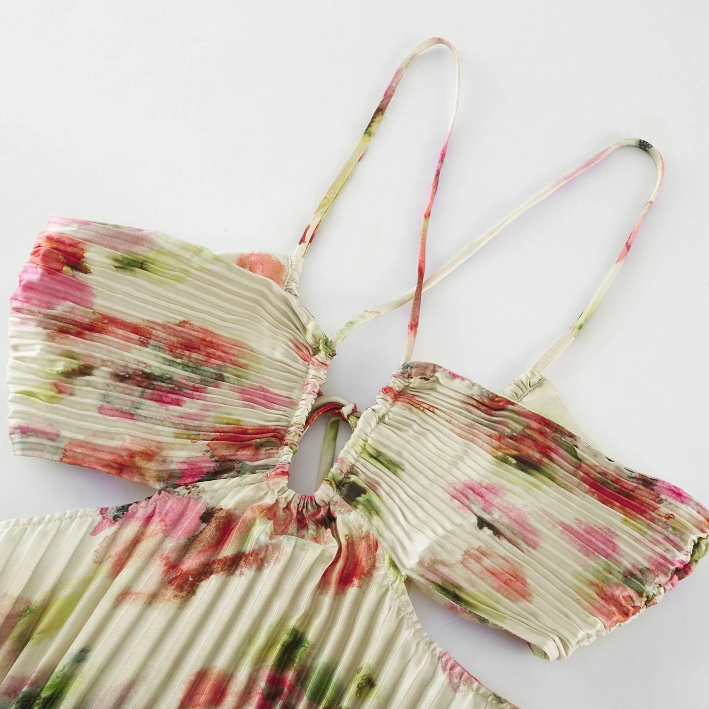 Andrea Cut-Out Floral-Print Pleated Maxi Dress