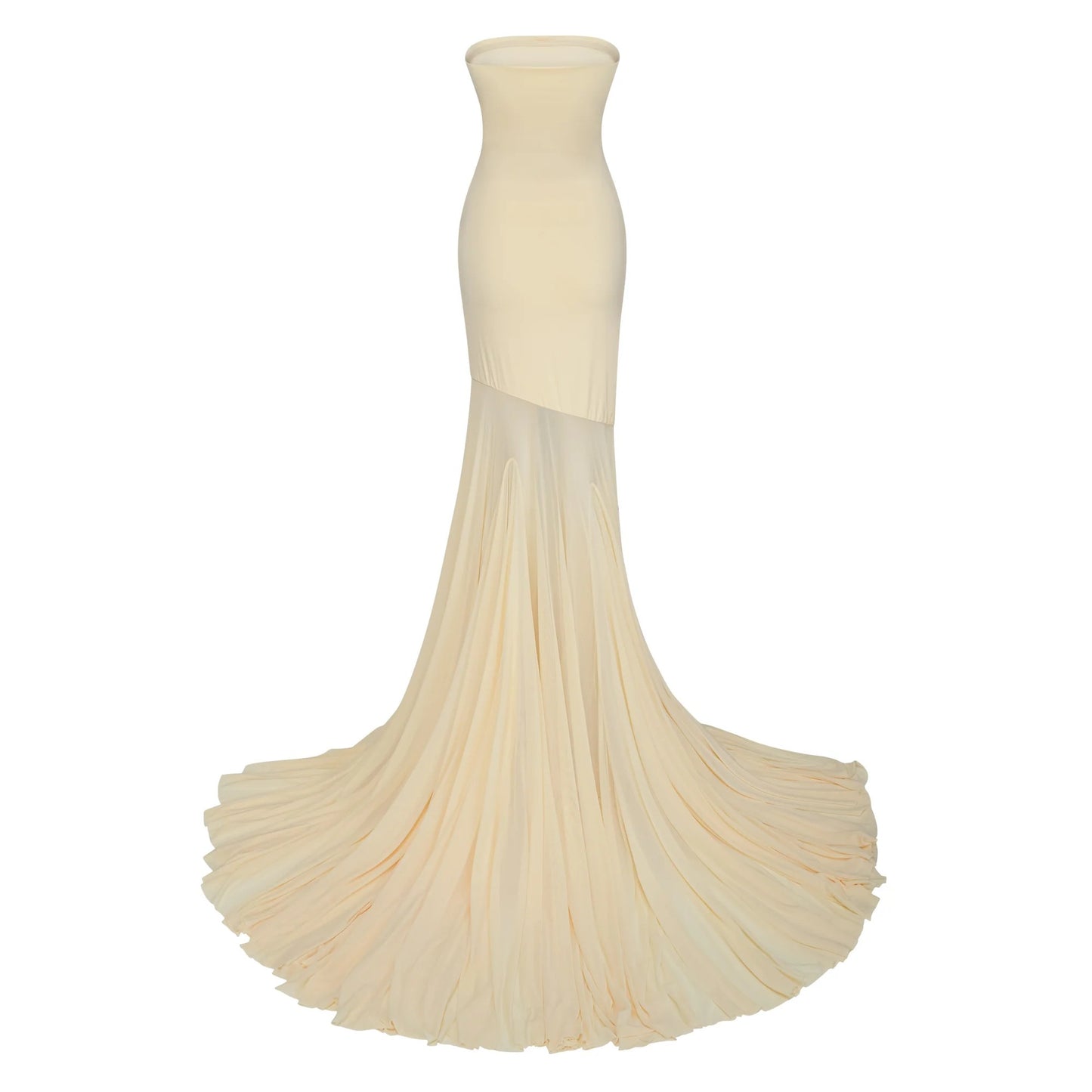 Josiane Yellow Off-Shoulder Sheer Tulle Maxi Dress