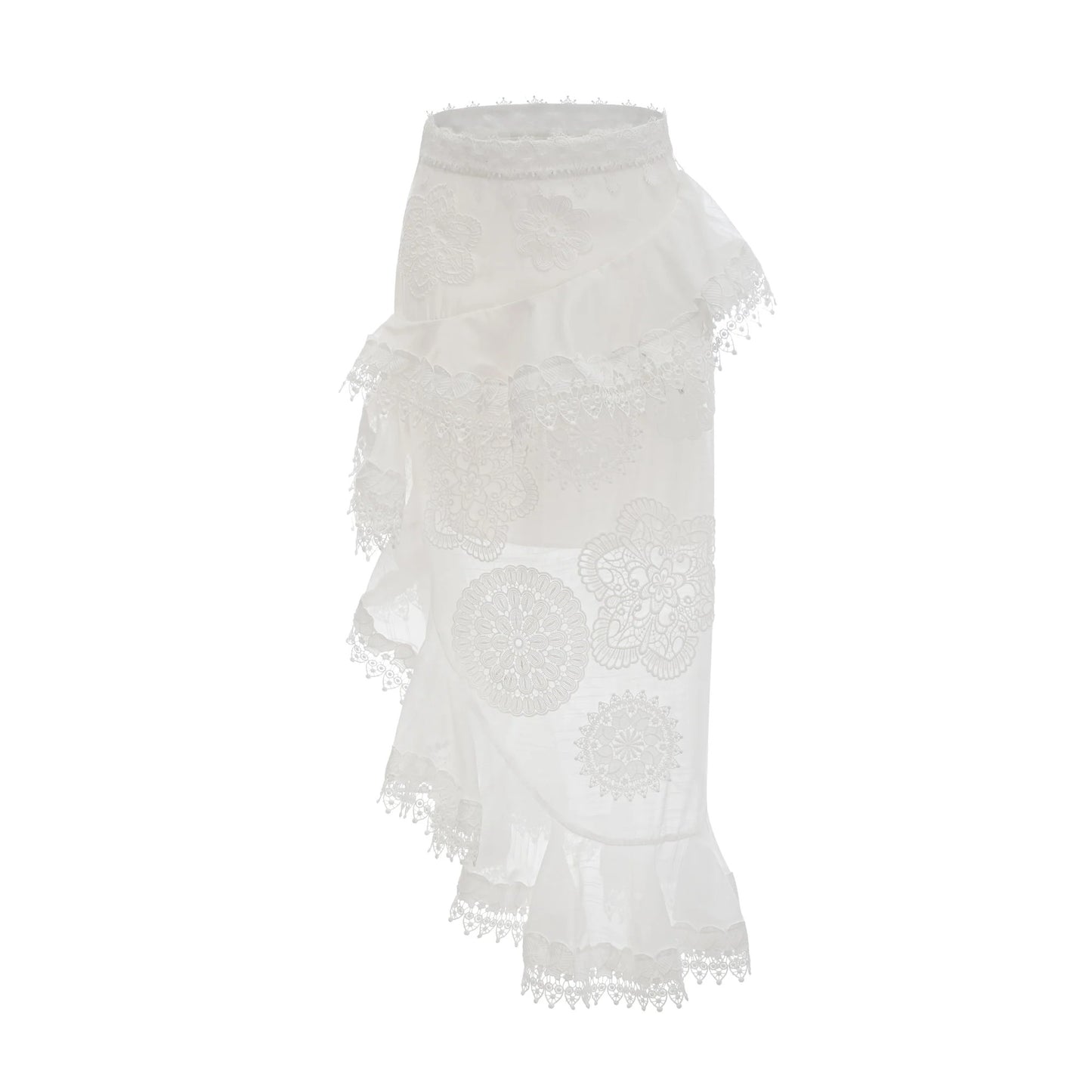 Renee White Semi-Sheer Shirt & Skirt Matching Set