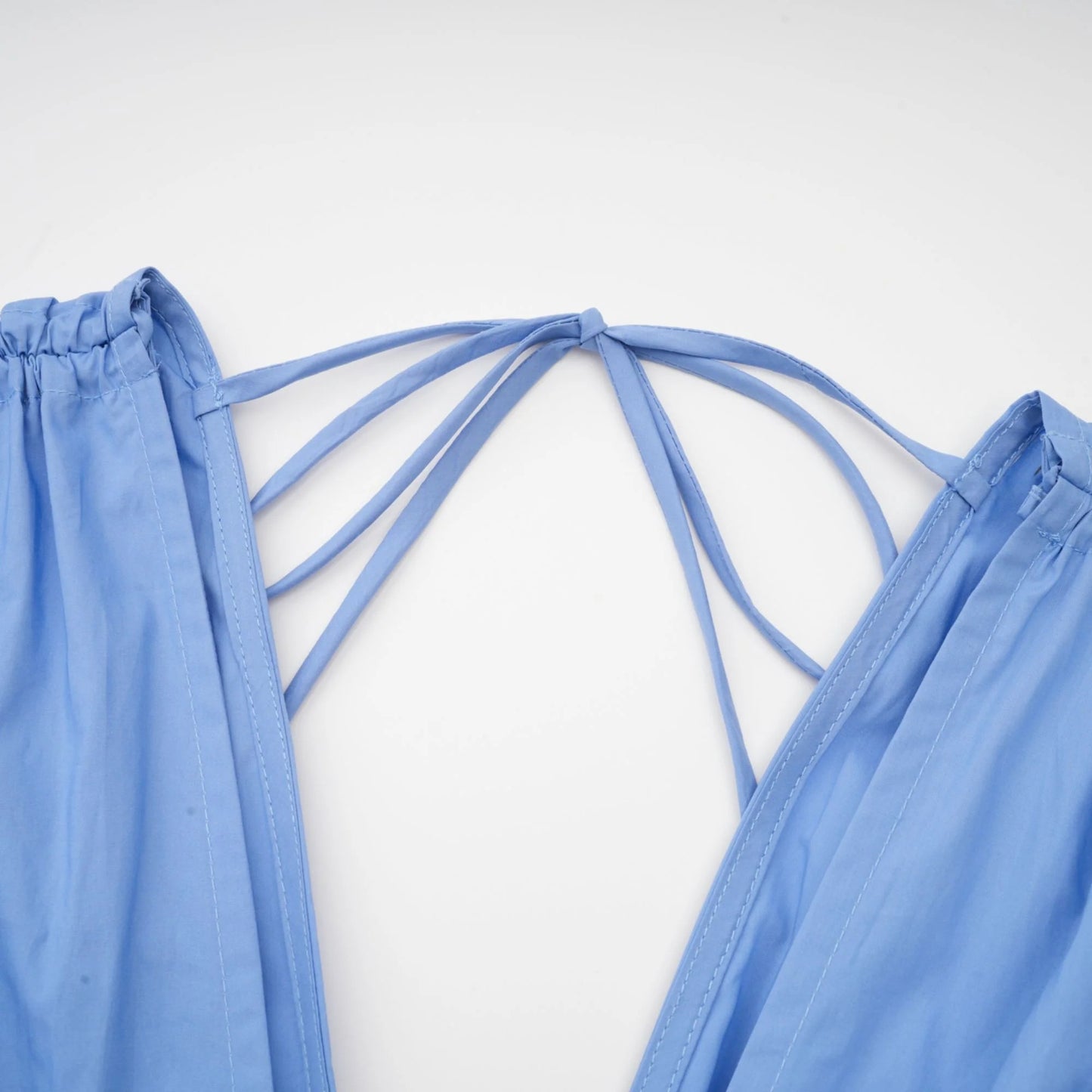 Emma Petal-Detail Drawstring Maxi Dress in Blue