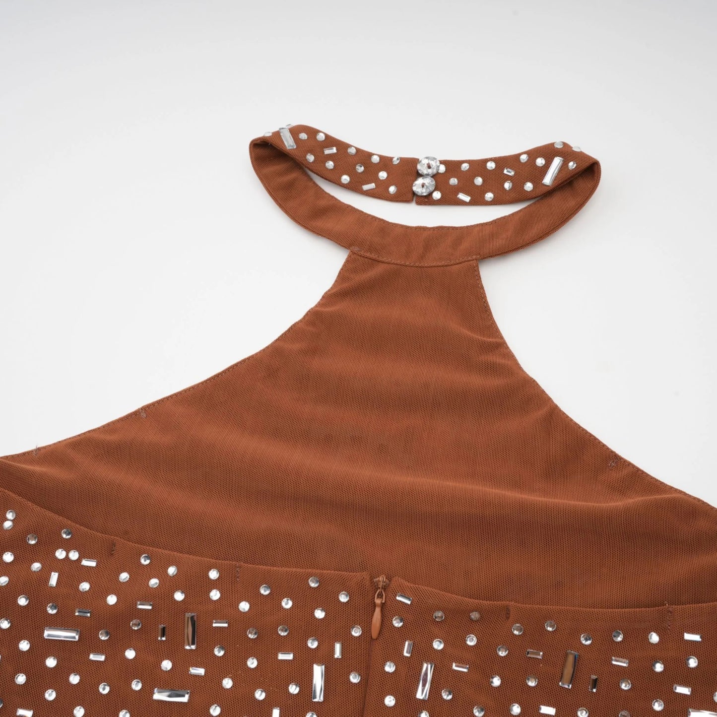 Desiree Brown Embellished Halter Neck Bodycon Maxi Dress
