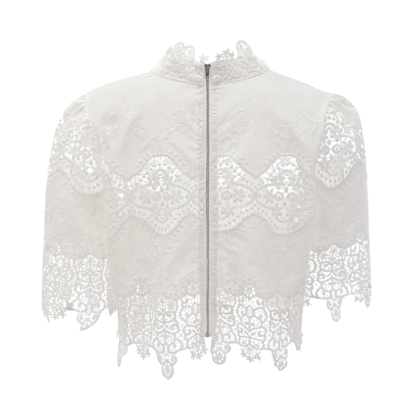 Raphaelle Lace-Trim Cut-Out Cropped Top & Trousers Matching Set