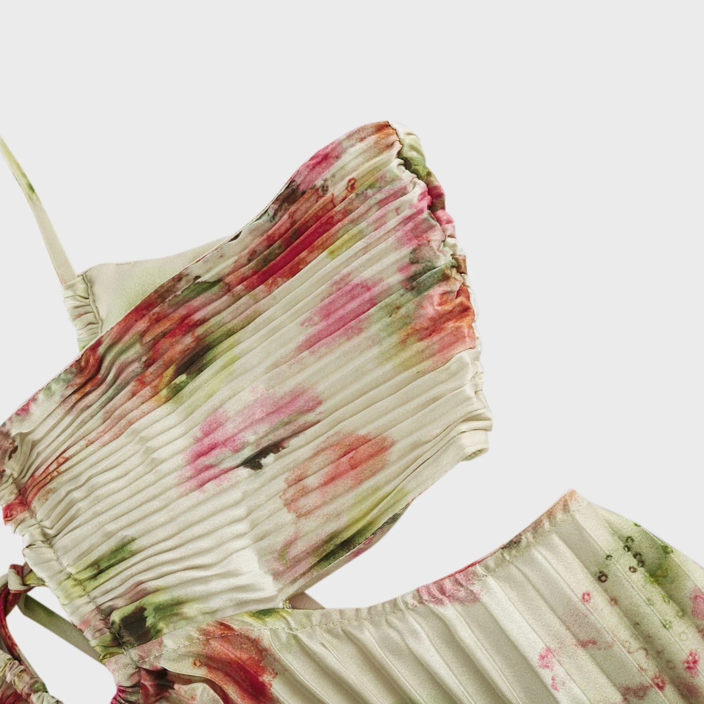Andrea Cut-Out Floral-Print Pleated Maxi Dress
