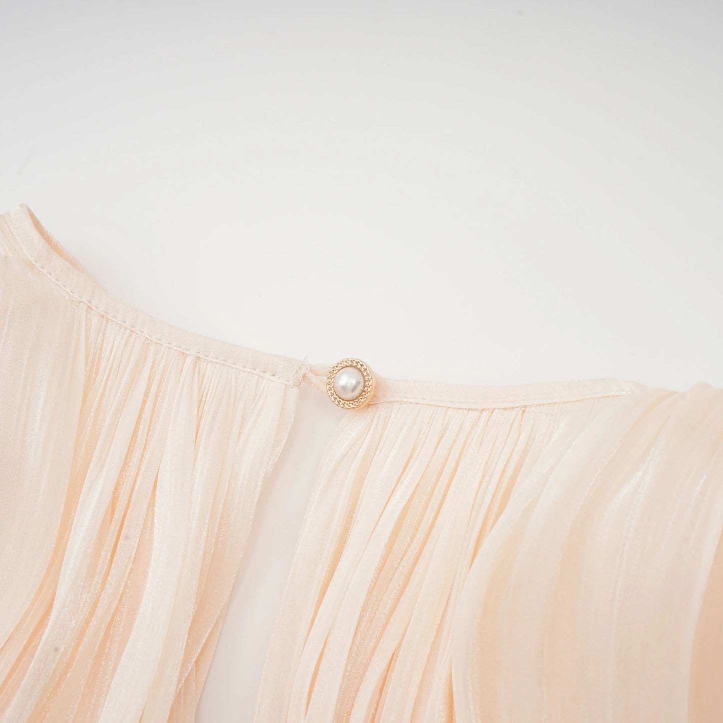Eugenie Neutral Fully Pleated Ruffled Mini Dress