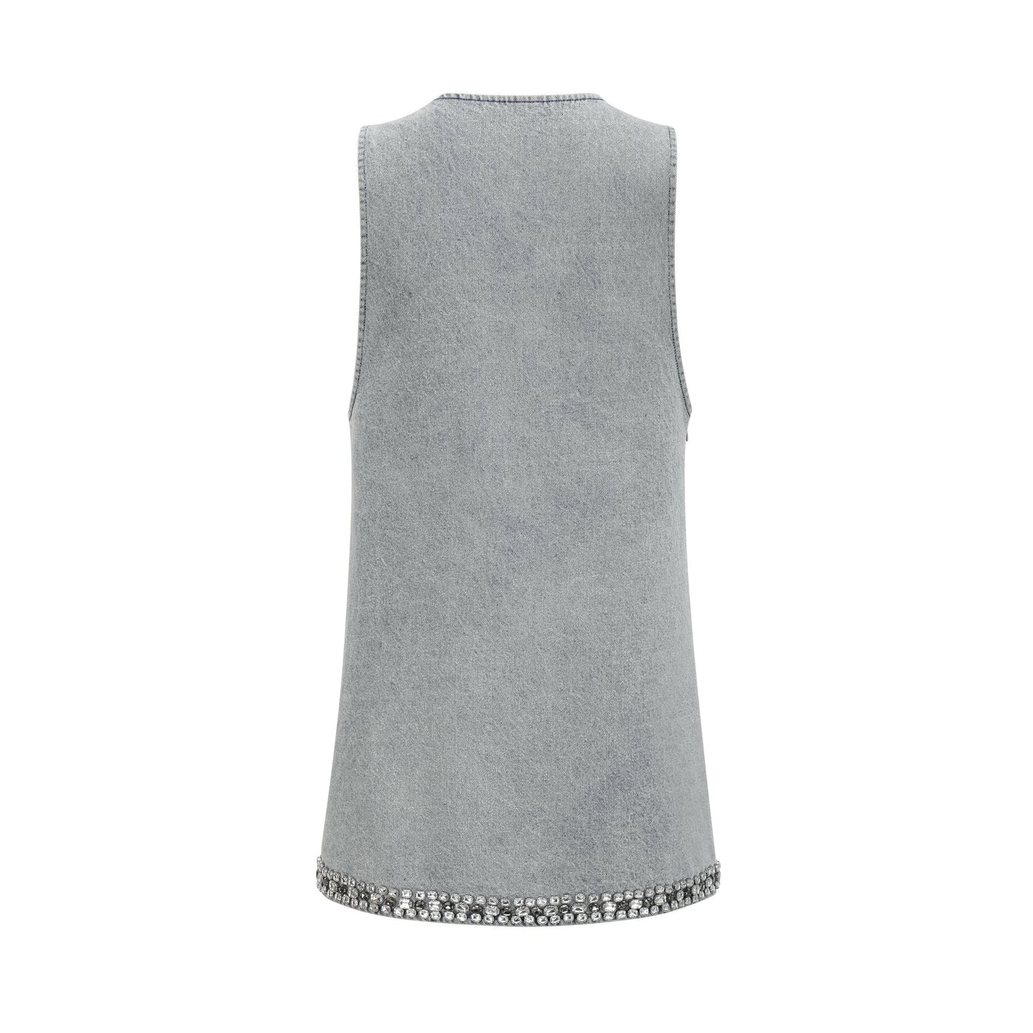 Daphne Blue Crystal Sleeveless Denim Mini Dress