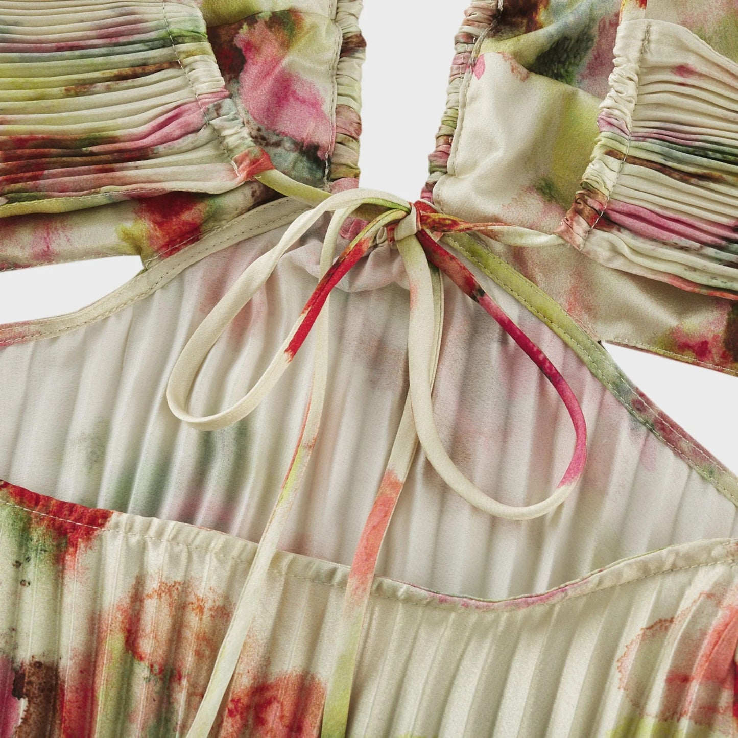 Andrea Cut-Out Floral-Print Pleated Maxi Dress