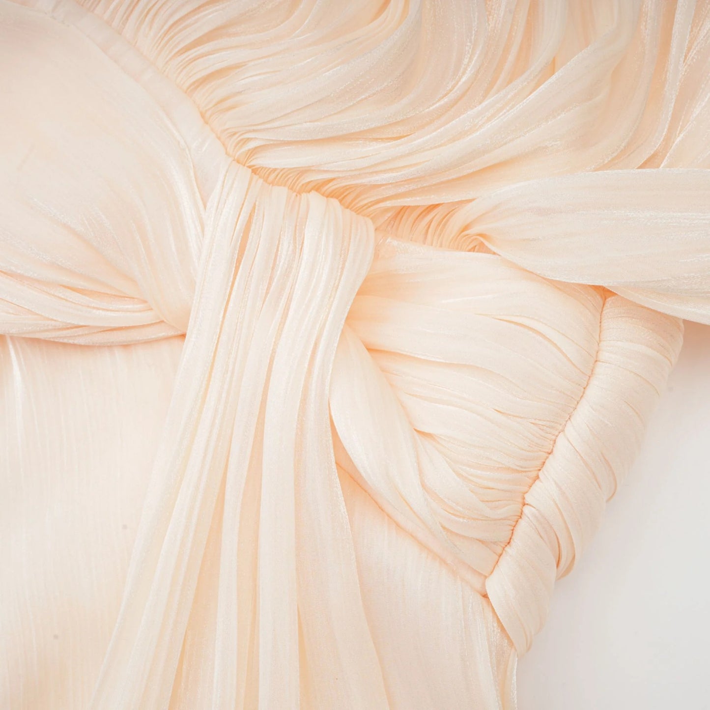 Eugenie Neutral Fully Pleated Ruffled Mini Dress