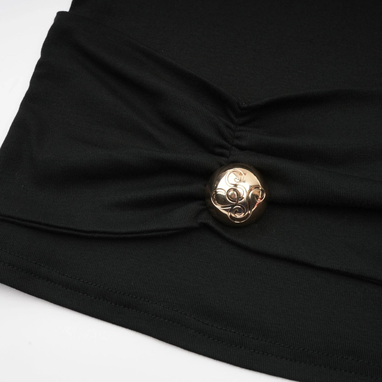 Odette Black Ruched Stretch-Jersey Top