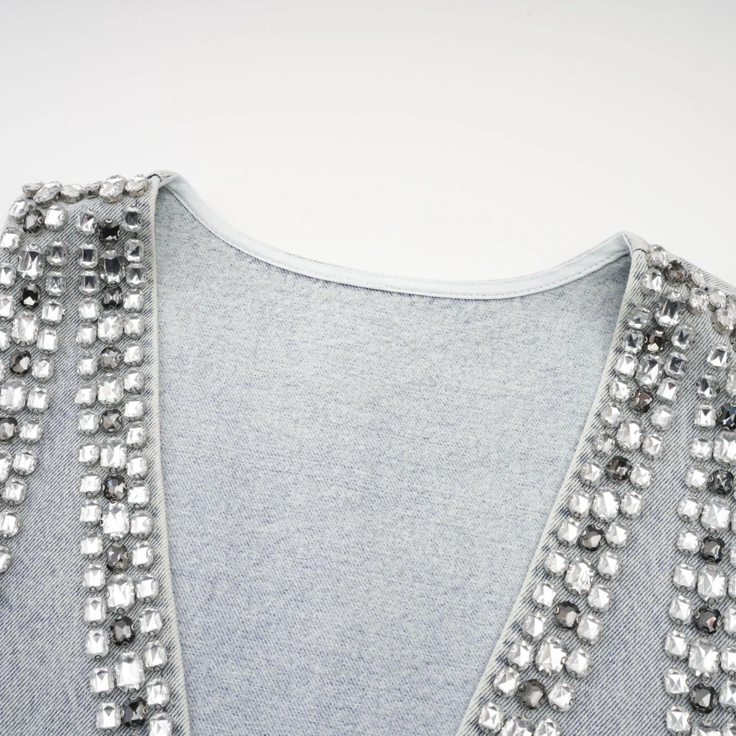 Daphne Blue Crystal Sleeveless Denim Mini Dress