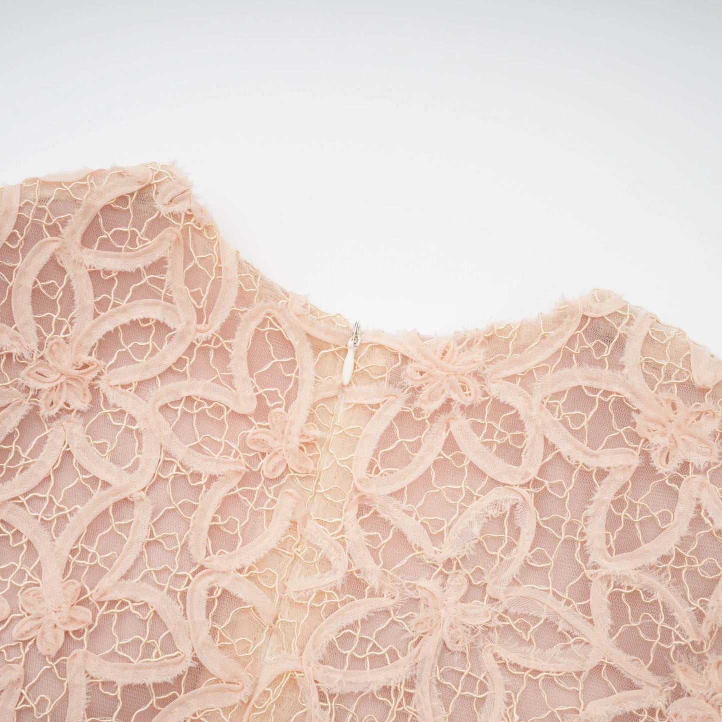 Berengere Neutrals Faux-Flower Crochet Midi Dress