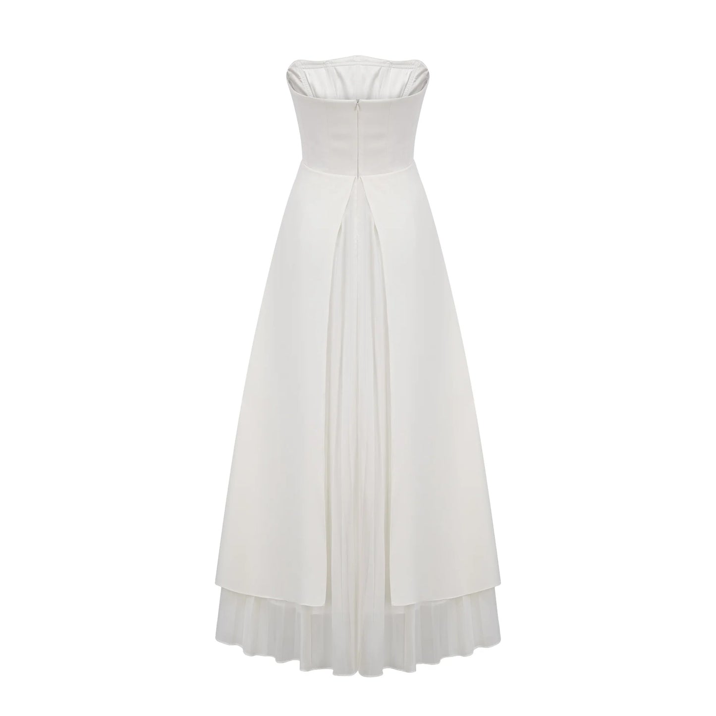 Vanessa White Pleated Off-Shoulder Maxi Dress