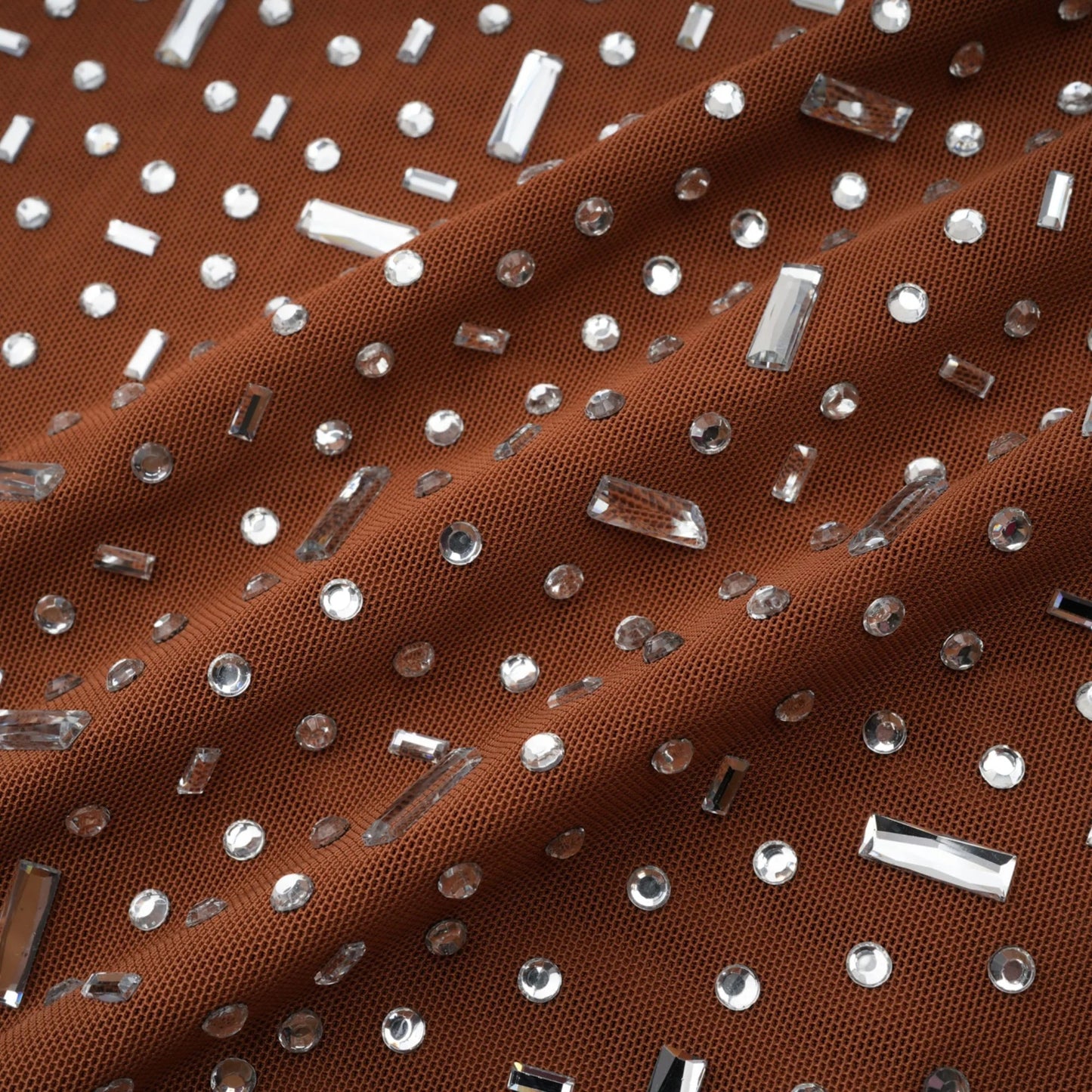 Desiree Brown Embellished Halter Neck Bodycon Maxi Dress