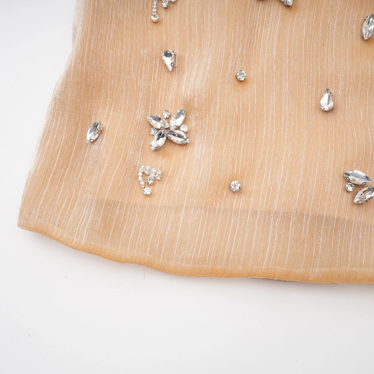 Adelina Gold Crystal-Embellished Panelled Mini Dress