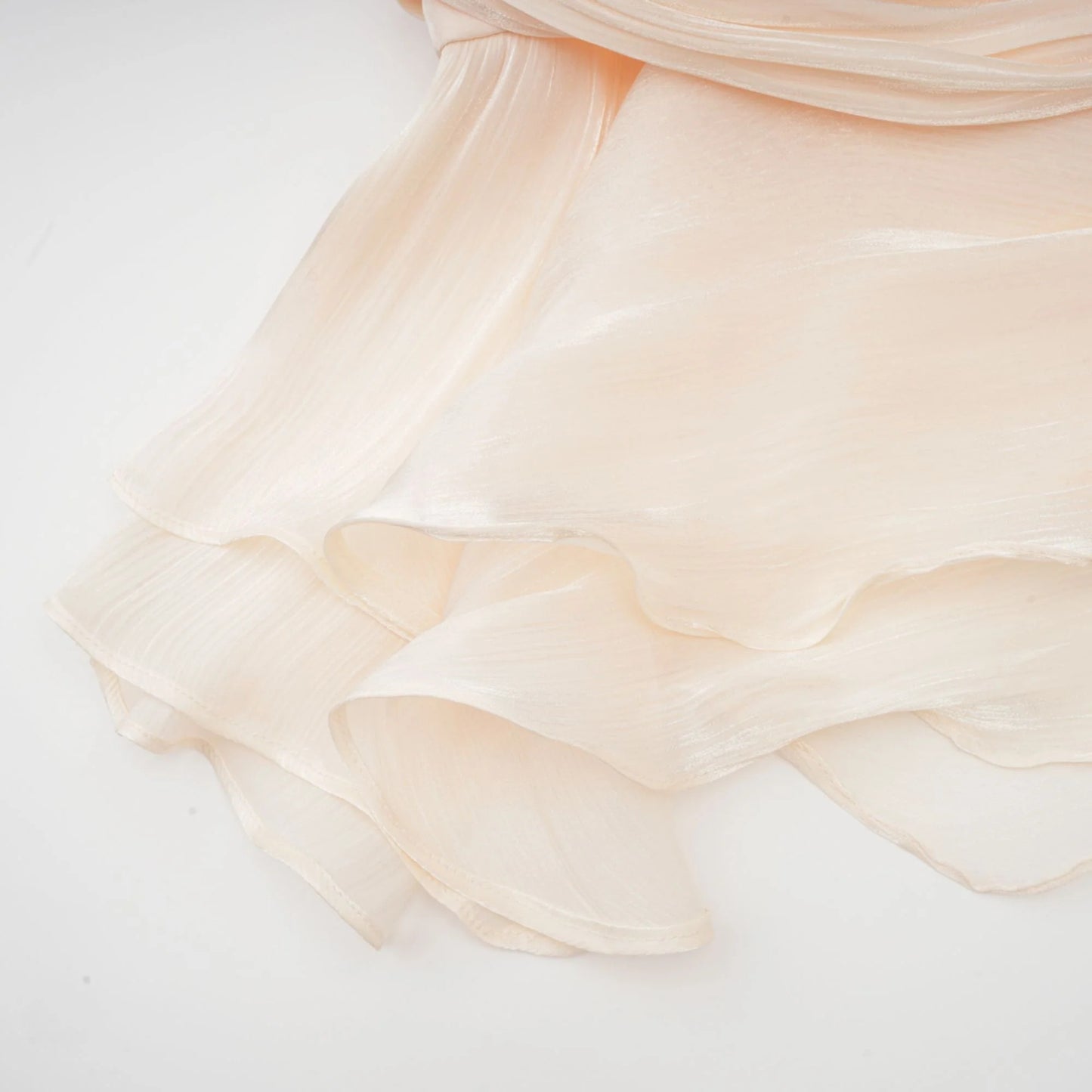Eugenie Neutral Fully Pleated Ruffled Mini Dress