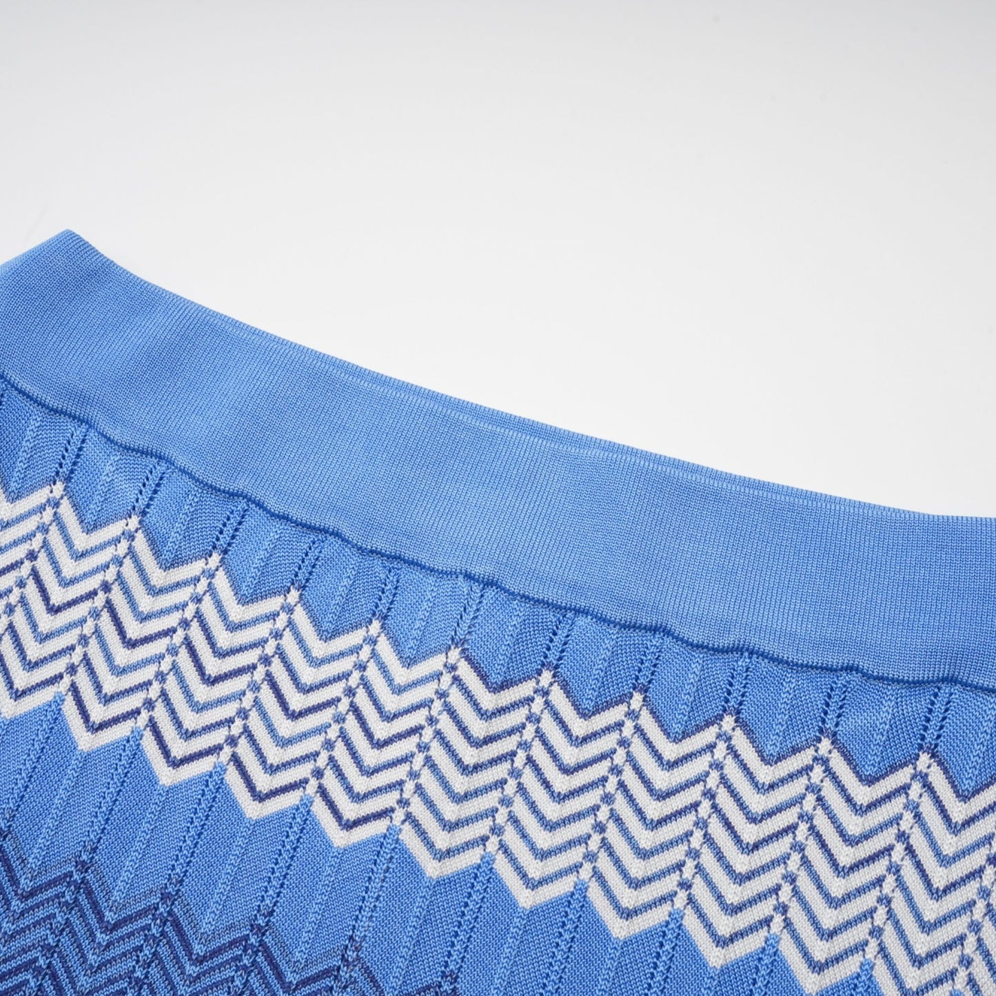 Daniela Blue Zigzag-Design Knit Top & Skirt Matching Set