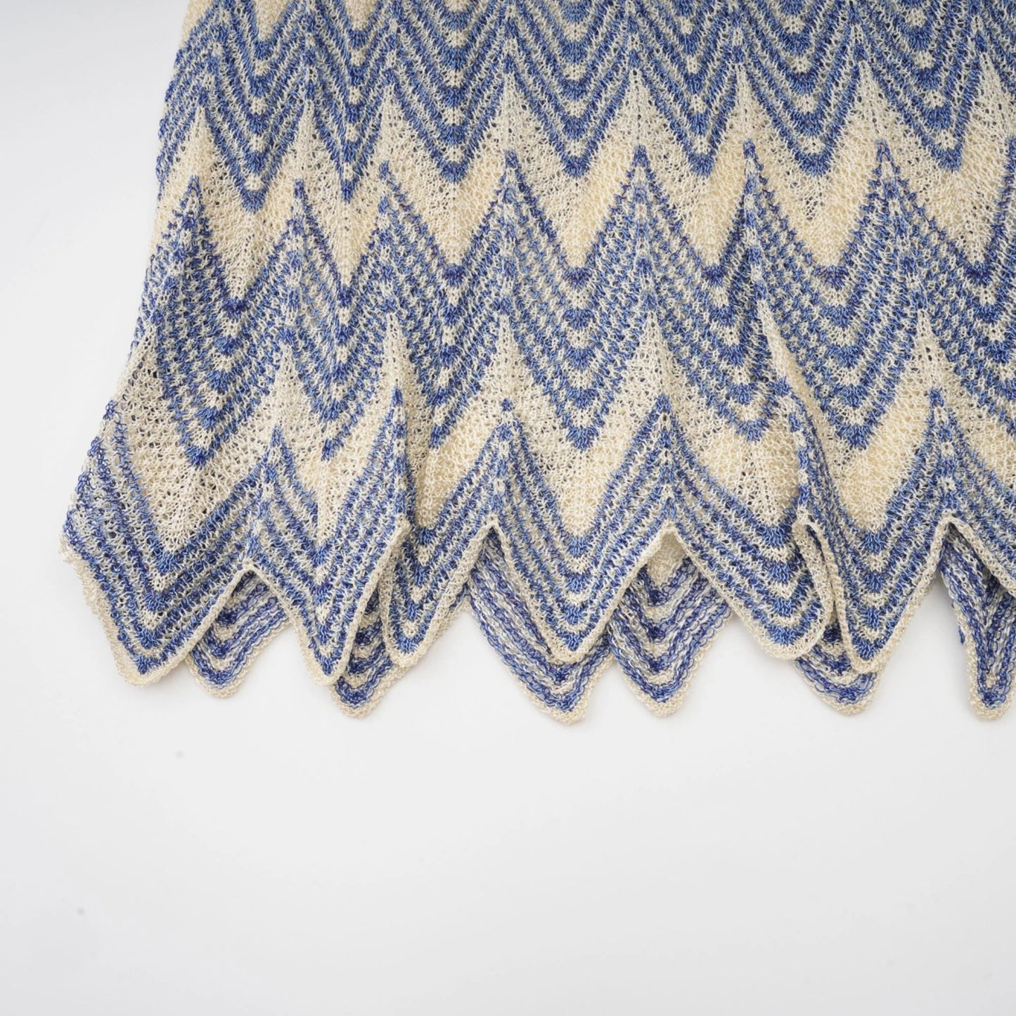 Daniela Blue Zigzag-Design Knit Top & Skirt Matching Set