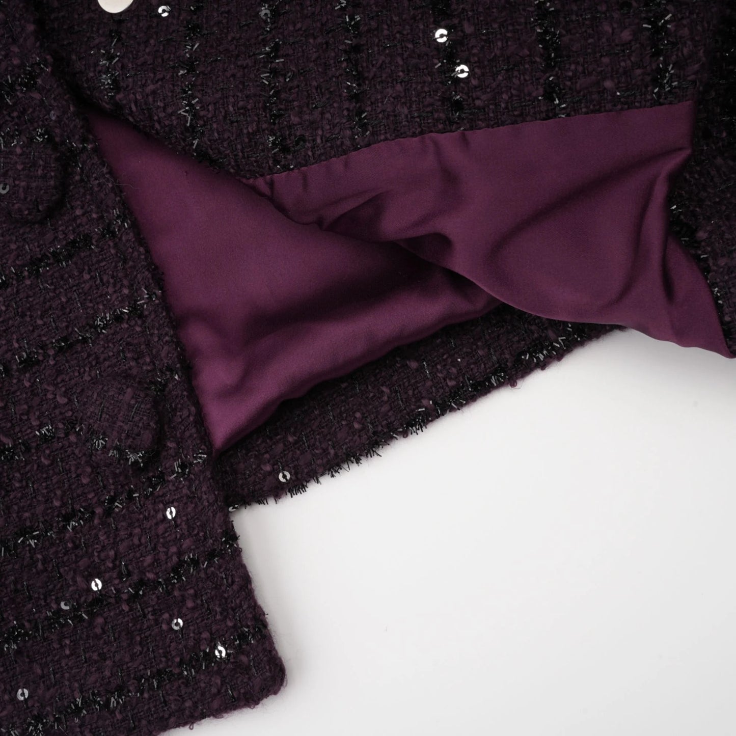 Brigitte Purple Sequined Tweed Jacket & Skirt Matching Set