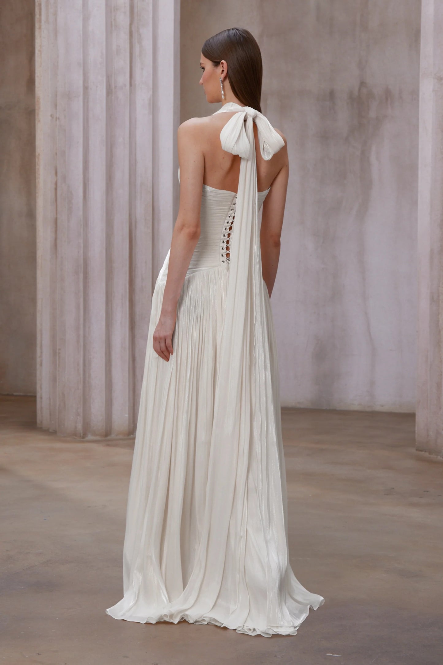 Uranie Neutral Gathered Maxi Dress
