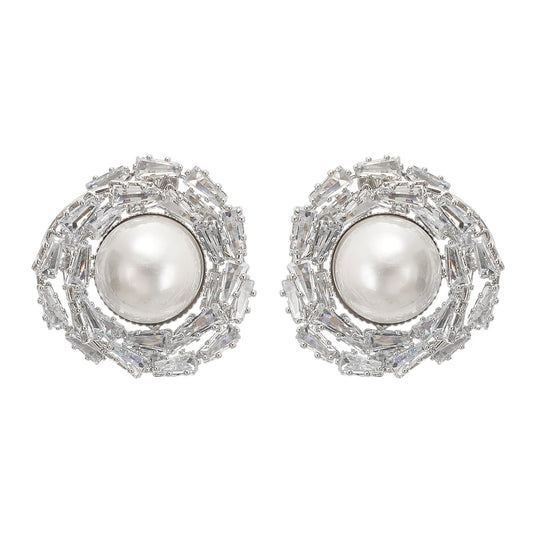 Emmelina crystal-embellished faux-pearl earrings