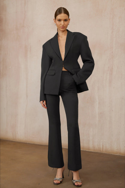 Prunille Black Lace-Up Blazer & Trousers Set