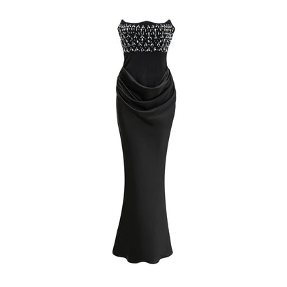 Aurore Black Crystal Embellished Maxi Dress