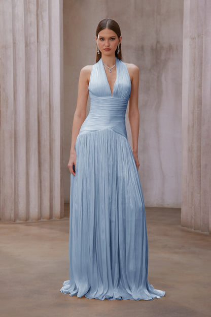 Uranie Blue Gathered Maxi Dress