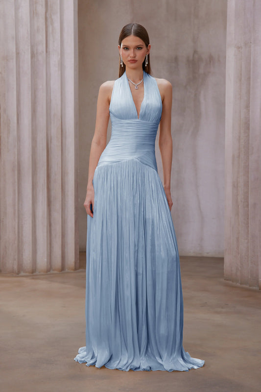 Uranie Blue Gathered Maxi Dress