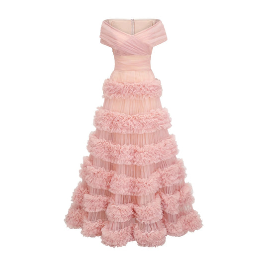 Solene Pink Tiered Maxi Dress