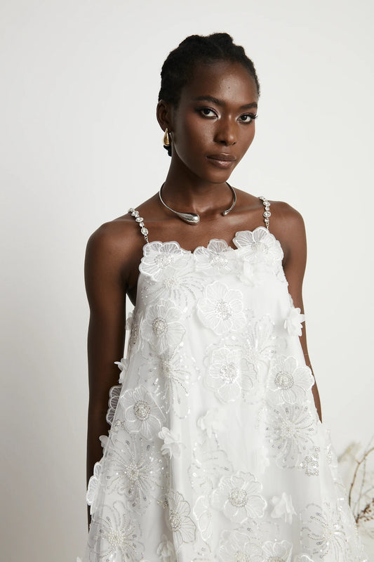 Suzette Crystal-Embellished Floral Mini Dress