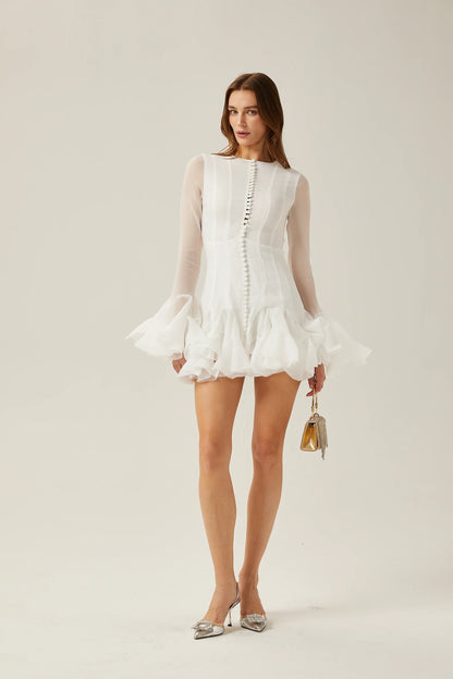 Anais Semi-Sheer Flared Mini Dress