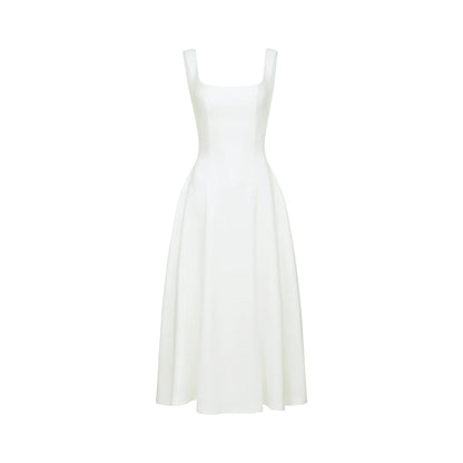 Thala White Pleated Flared Midi Dress