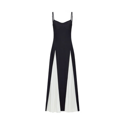 Sofie Contrast-color Pleated Maxi Dress