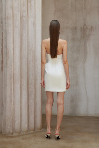 Alba White Barrel Waist Corset Mini Dress