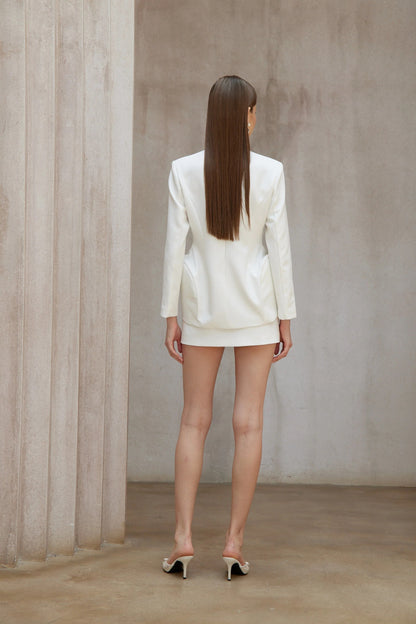 Adriana White Barrel Design Jacket & Skirt Set