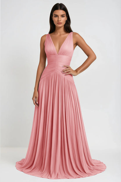 Térébenthine Pink Glossy Gathered Maxi Dress