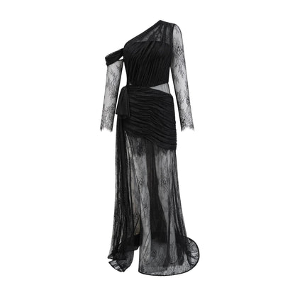 Jeanne black one-shoulder cut-out maxi dress