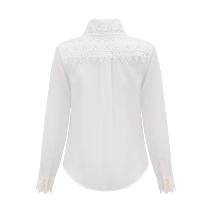 Renee White Semi-Sheer Shirt & Skirt Matching Set