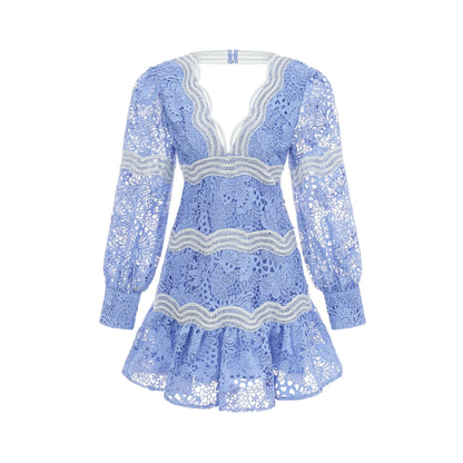 Gaelle V-Neck Floral Embroidered Mini Dress